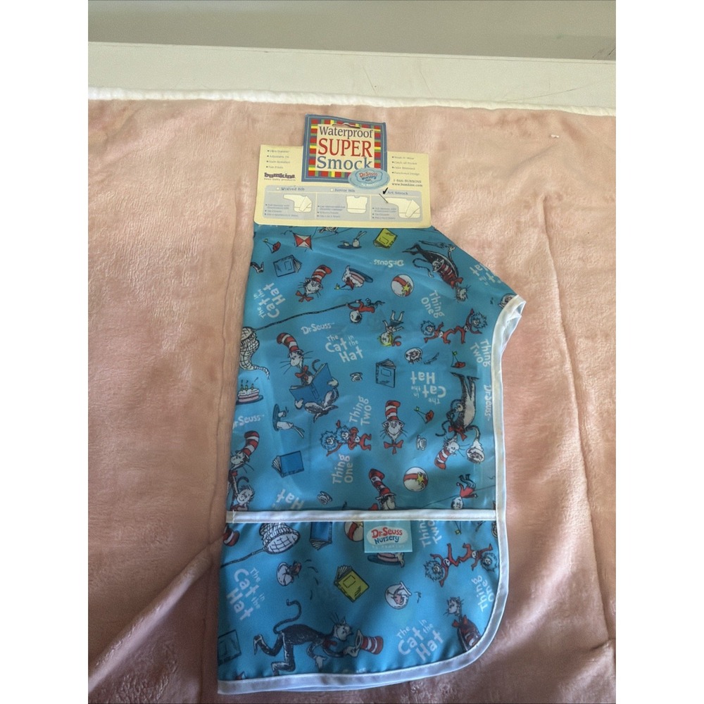 Vintage Retro Blue Dr Seuss By Bumkins Baby Smock Pop Art Vinyl bib